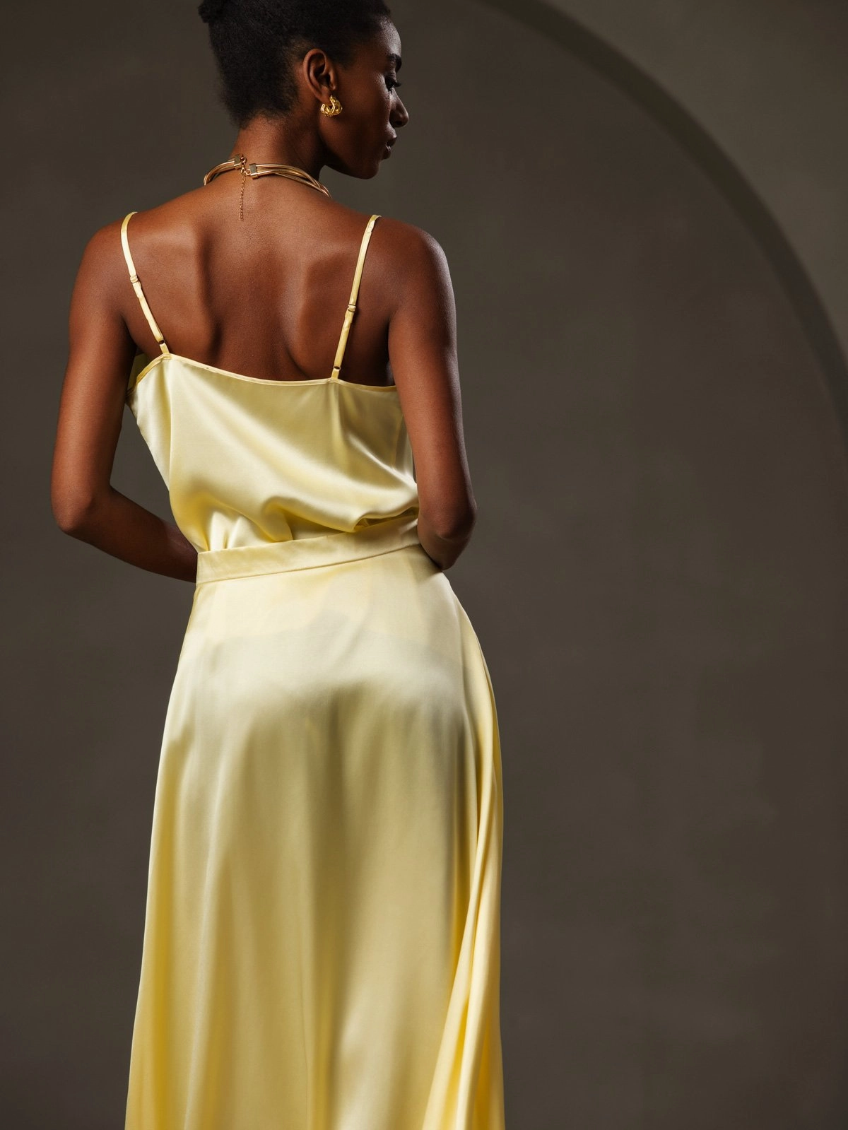 19Momme Silk Cowl Neck Spaghetti Strap Camisole Top