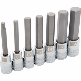 1/2" Drive 7pc Metric Long Hex Socket Set, 6mm - 19mm