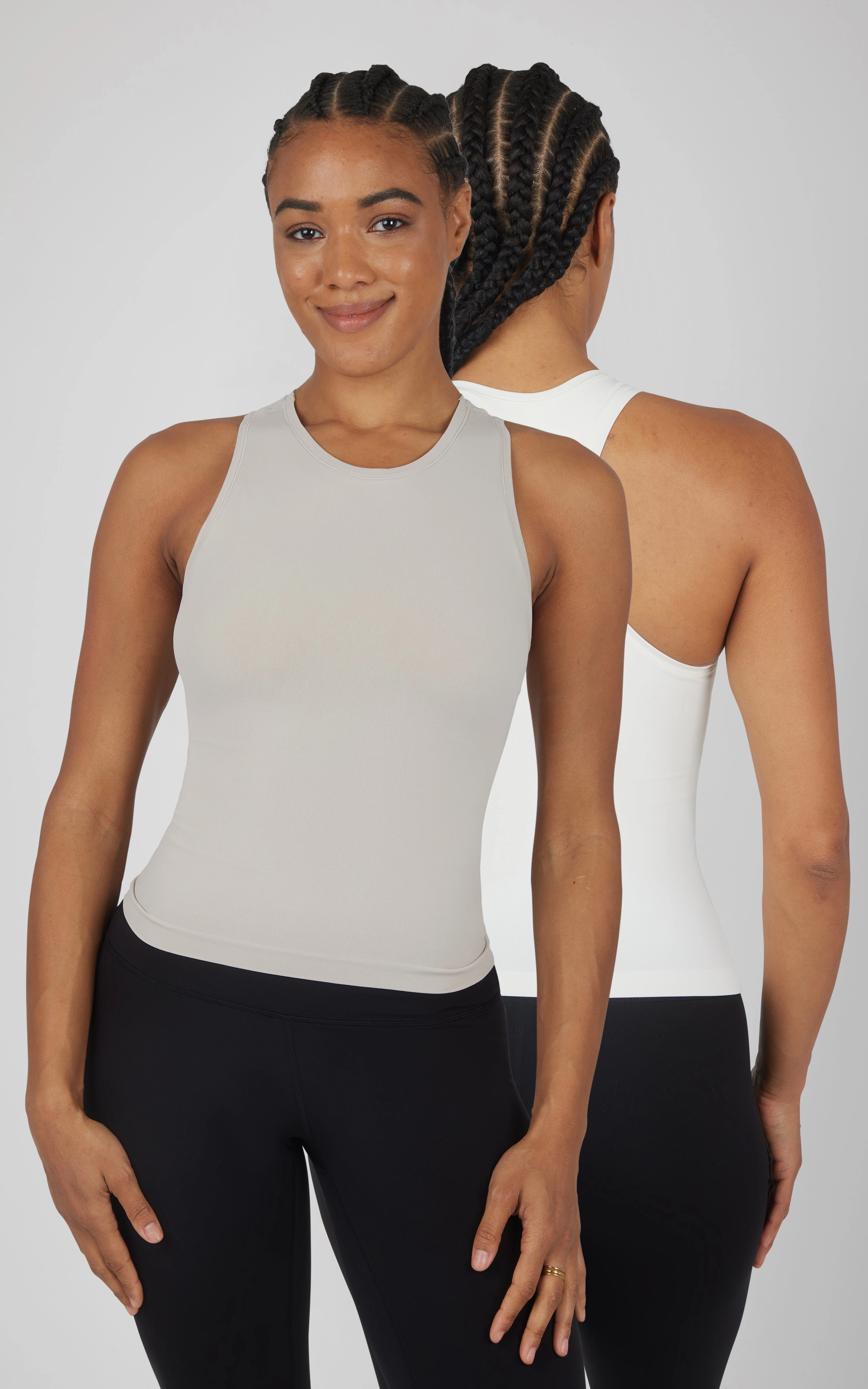 2 PK Seamless Racerback Tank Top with Built in Bra