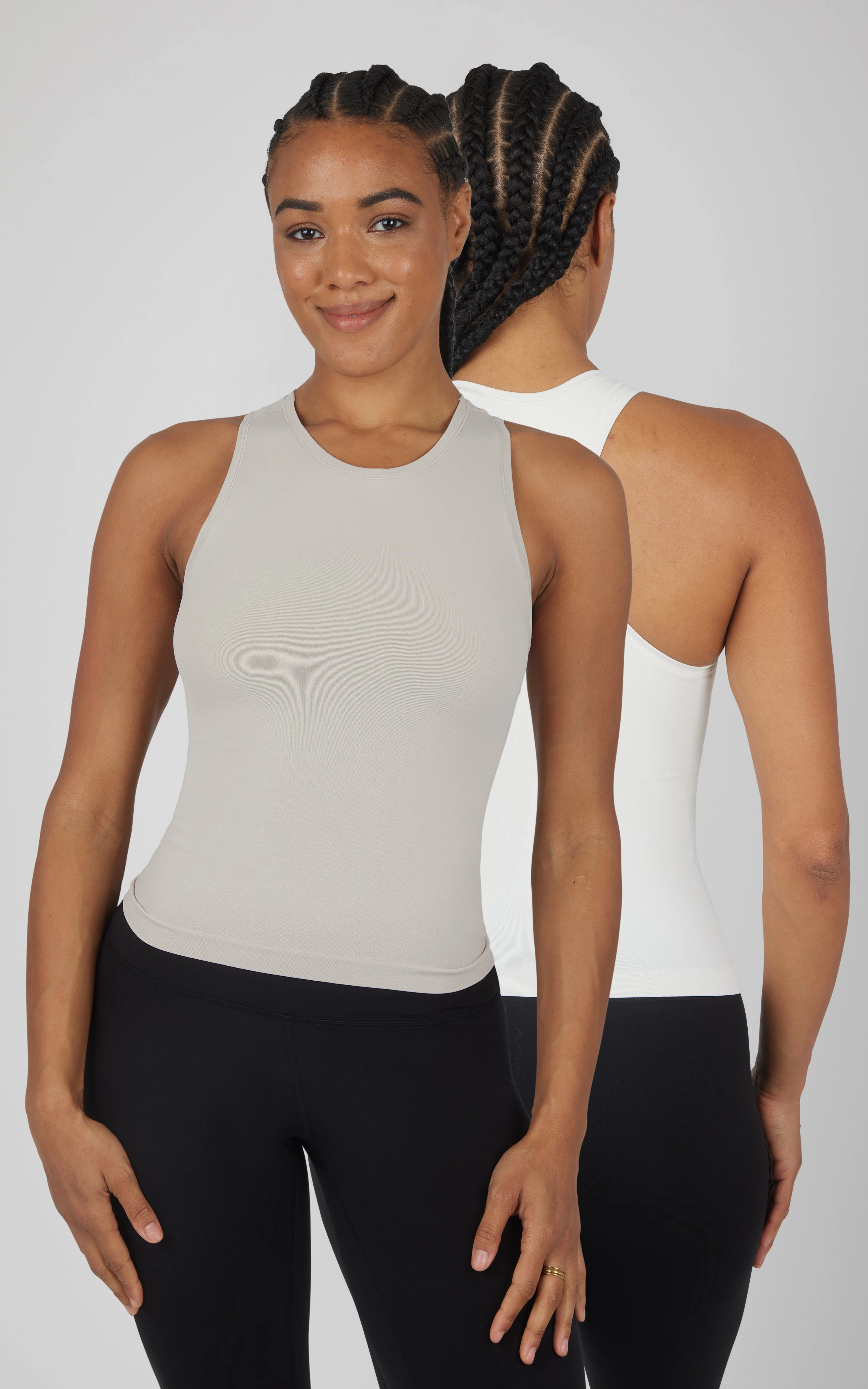 2 PK Seamless Racerback Tank Top with Built in Bra