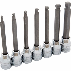 3/8" Drive 7pc SAE Long Ball Nose Hex Socket Set, 1/8" - 3/8"