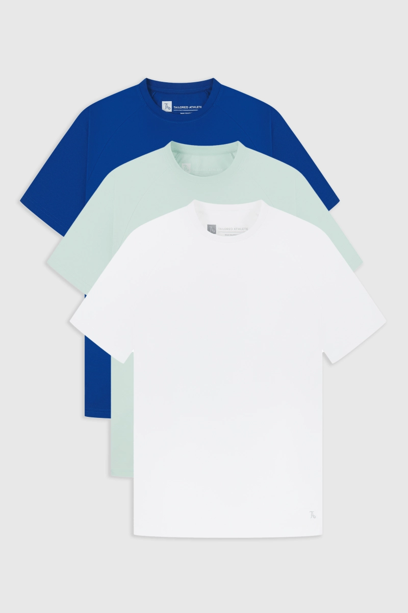 3 Pack Essential Training Top in Cobalt Blue/ Mint/ White
