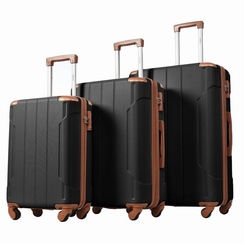 3 Pcs Luggage Sets Spinner Suitcase with TSA Lock Lightweight, Black