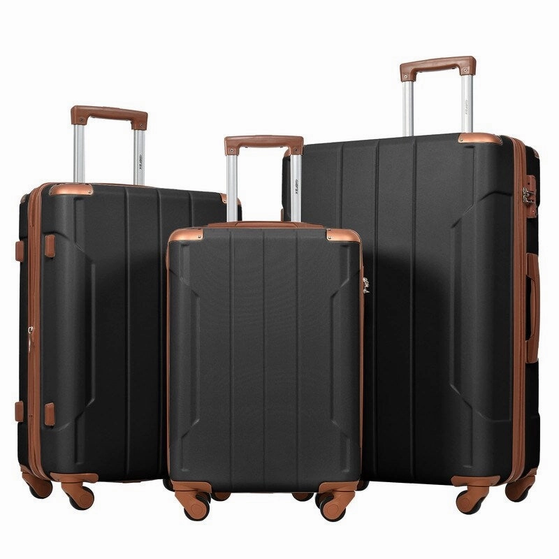 3 Pcs Luggage Sets Spinner Suitcase with TSA Lock Lightweight, Black