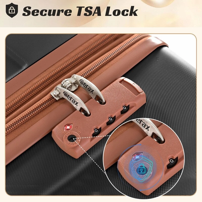 3 Pcs Luggage Sets Spinner Suitcase with TSA Lock Lightweight, Black