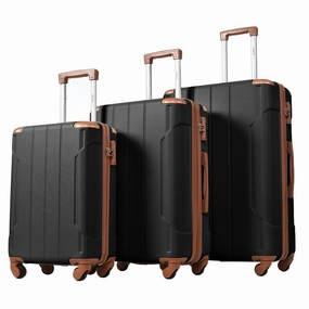 3 Pcs Luggage Sets Spinner Suitcase with TSA Lock Lightweight, Black