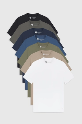 7 Pack Essential Training Top in Black/ Charcoal/ Sand/ Navy/ Slate Blue/ Khaki/ White
