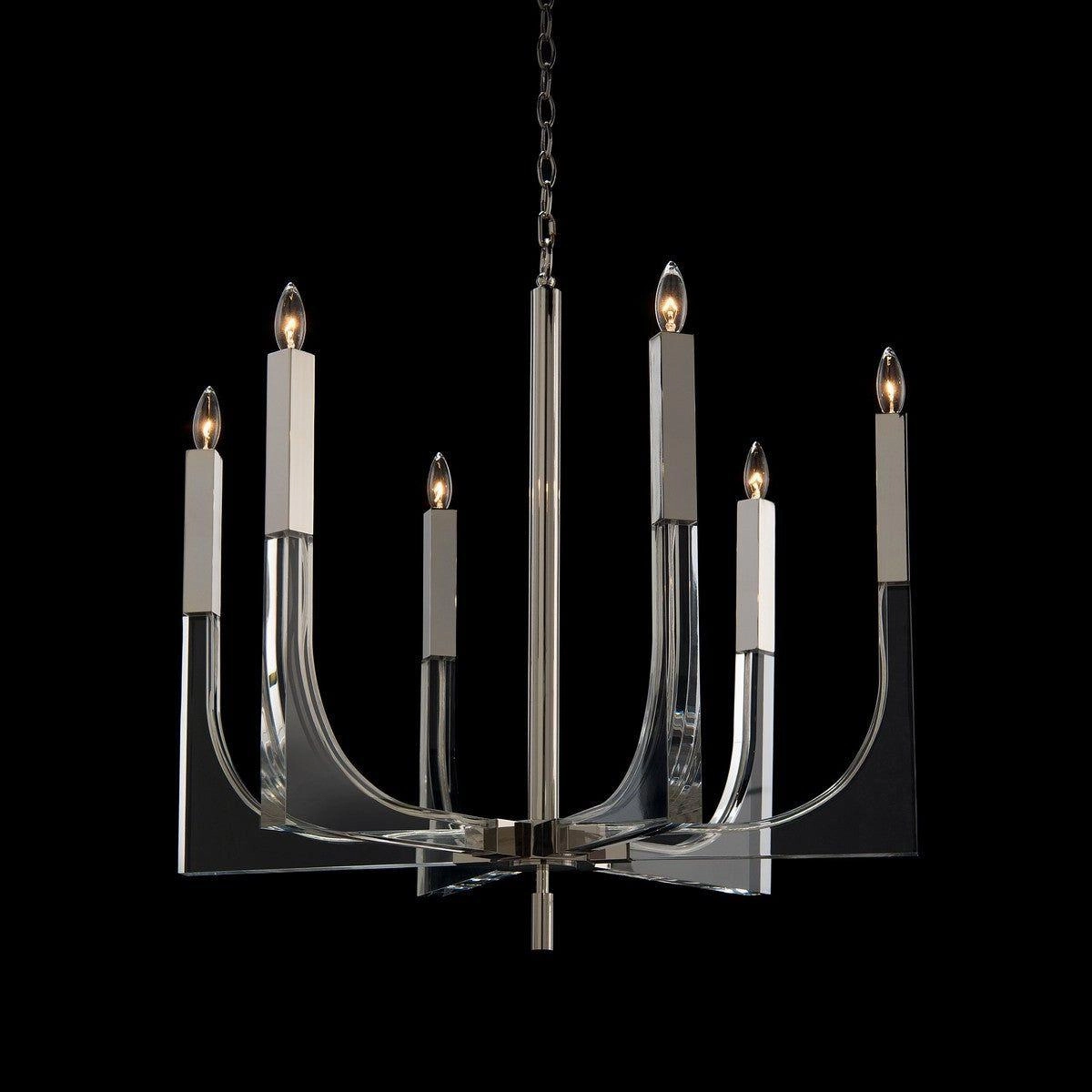 Acrylic And Nickel Six-Light Chandelier - Silver - Iron