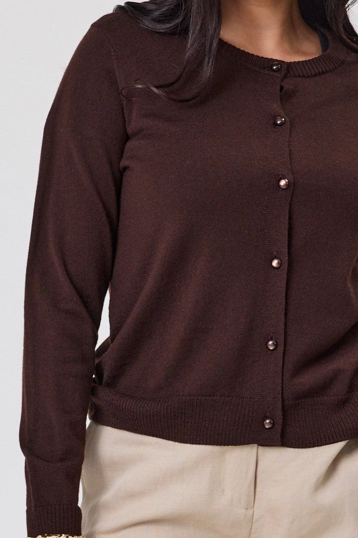 Alpine by Shine On Quebec Rib Detail Cardigan Chocolate