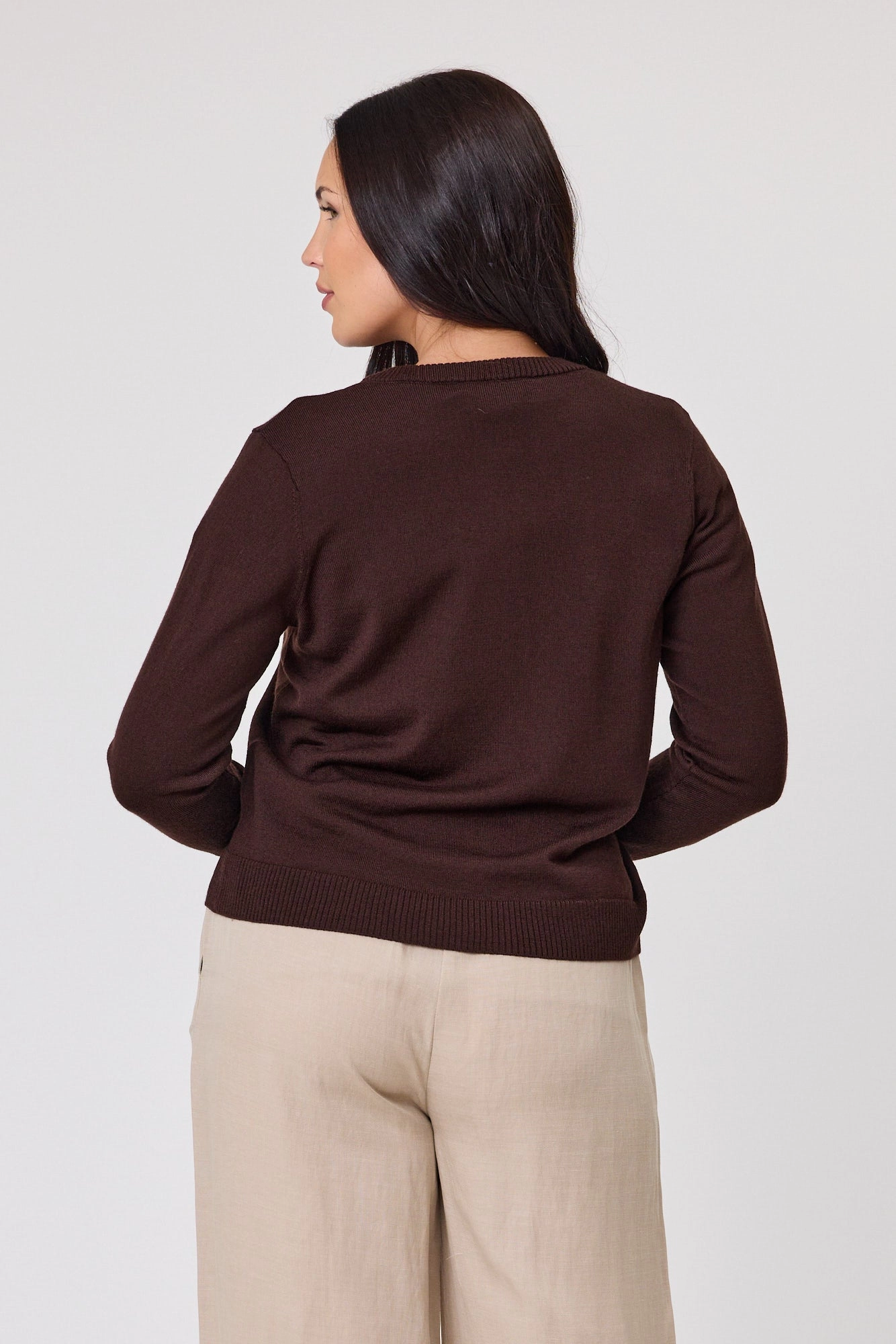 Alpine by Shine On Quebec Rib Detail Cardigan Chocolate