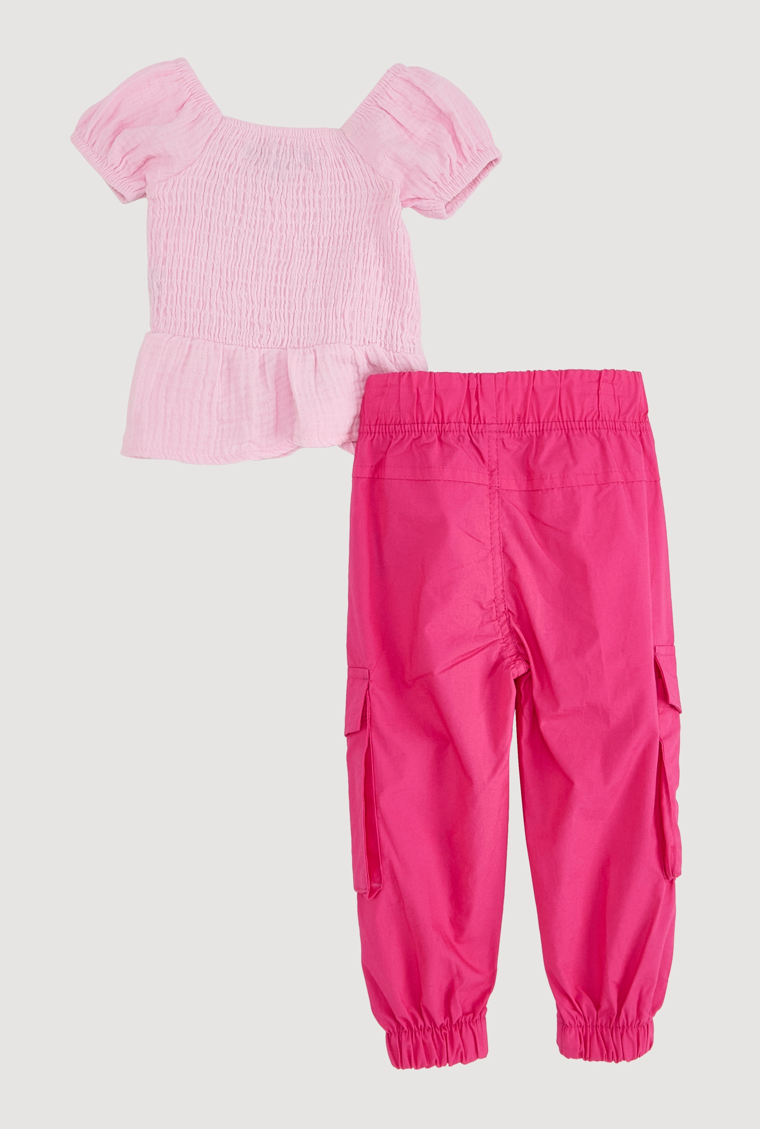 Baby Girls 12-24M Smocked Peplum Top and Cargo Joggers