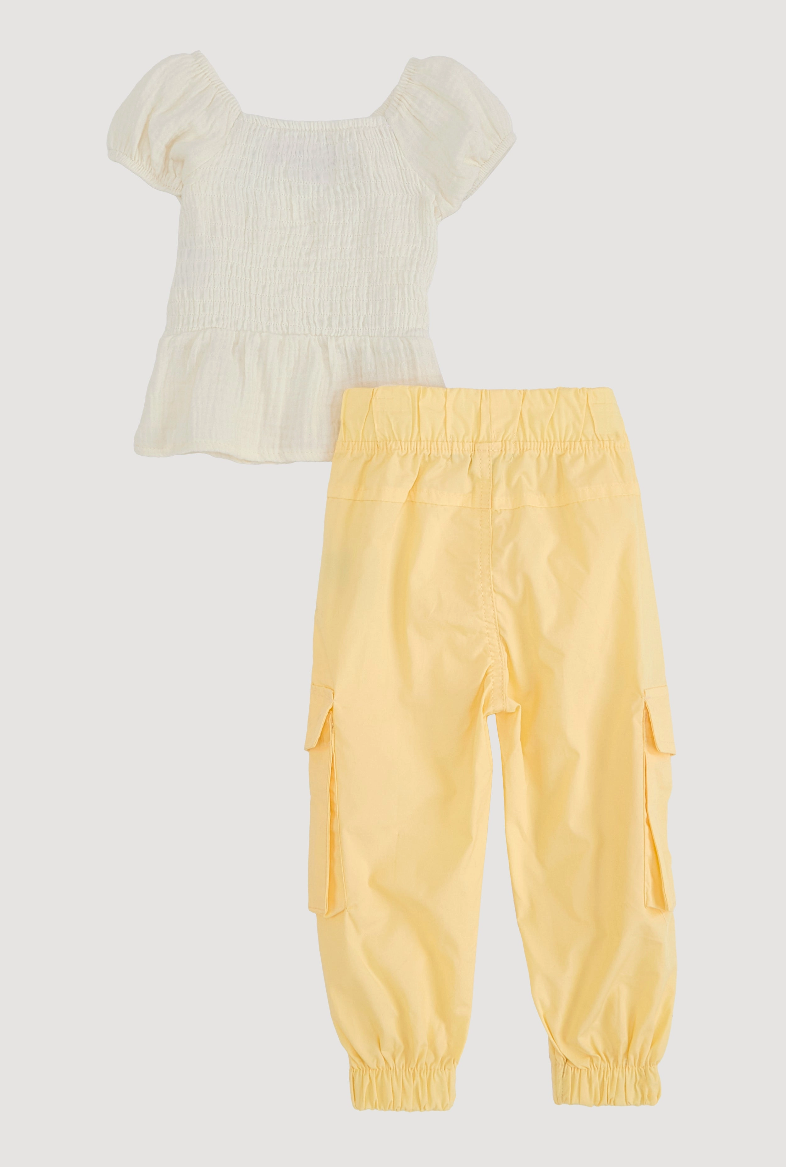 Baby Girls 12-24M Smocked Peplum Top and Cargo Joggers