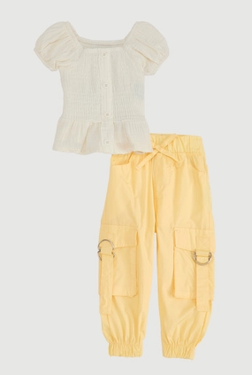 Baby Girls 12-24M Smocked Peplum Top and Cargo Joggers