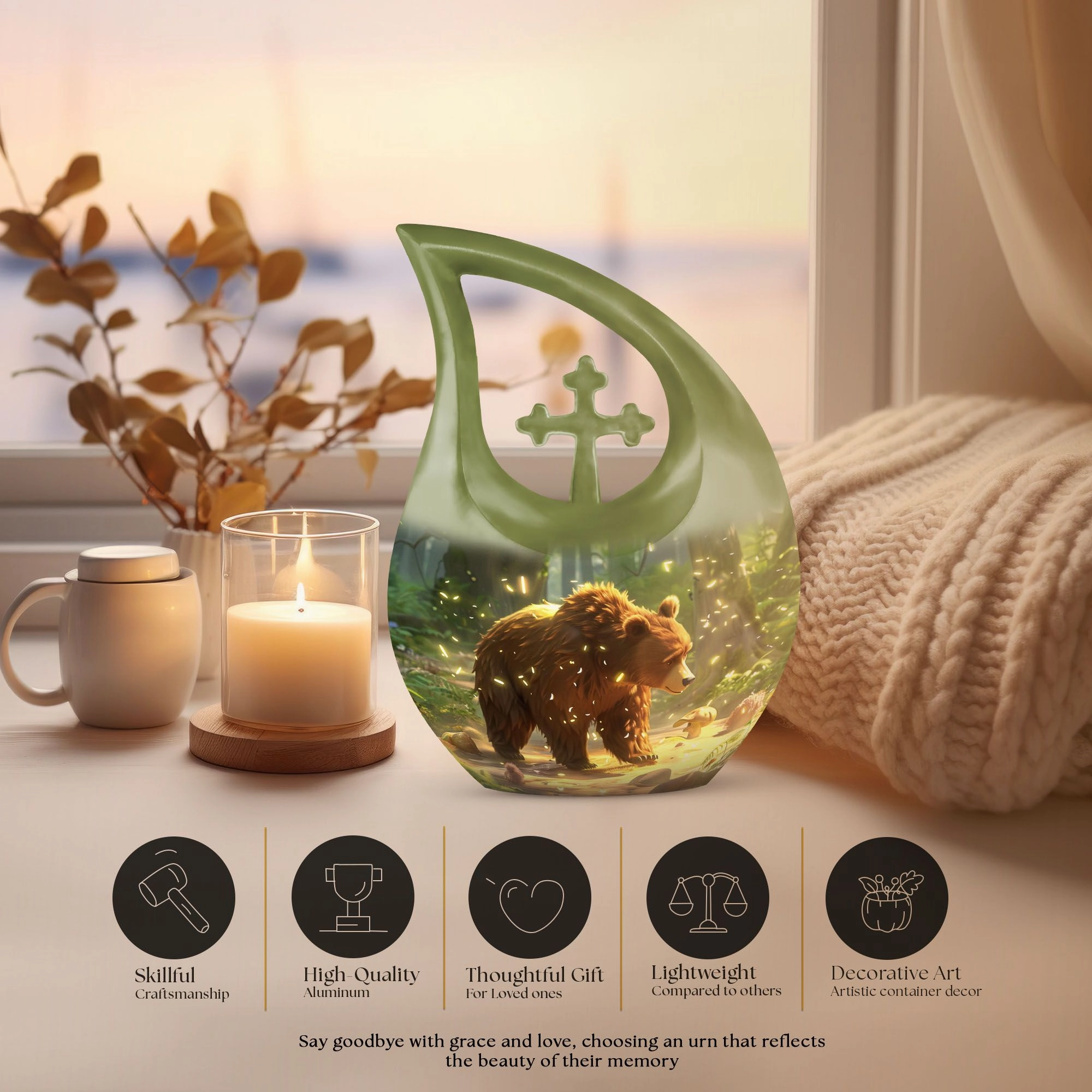 Bear Memorial Cremation Urn -Cremation Urn For Human Ashes