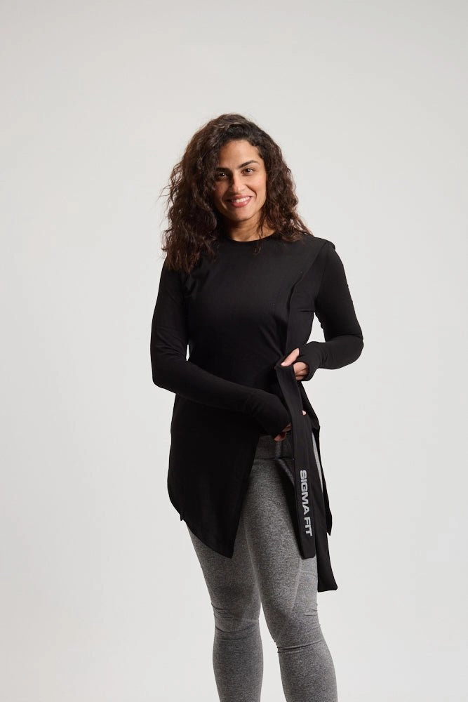 Black Abstract Knotted LS Tee