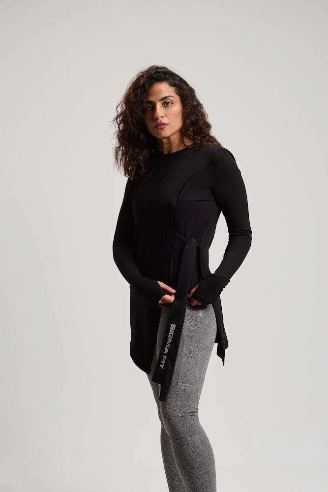 Black Abstract Knotted LS Tee