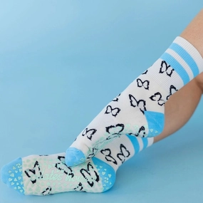 Blue Flutter Dream - Crew Grip Sock (Barre / Pilates)