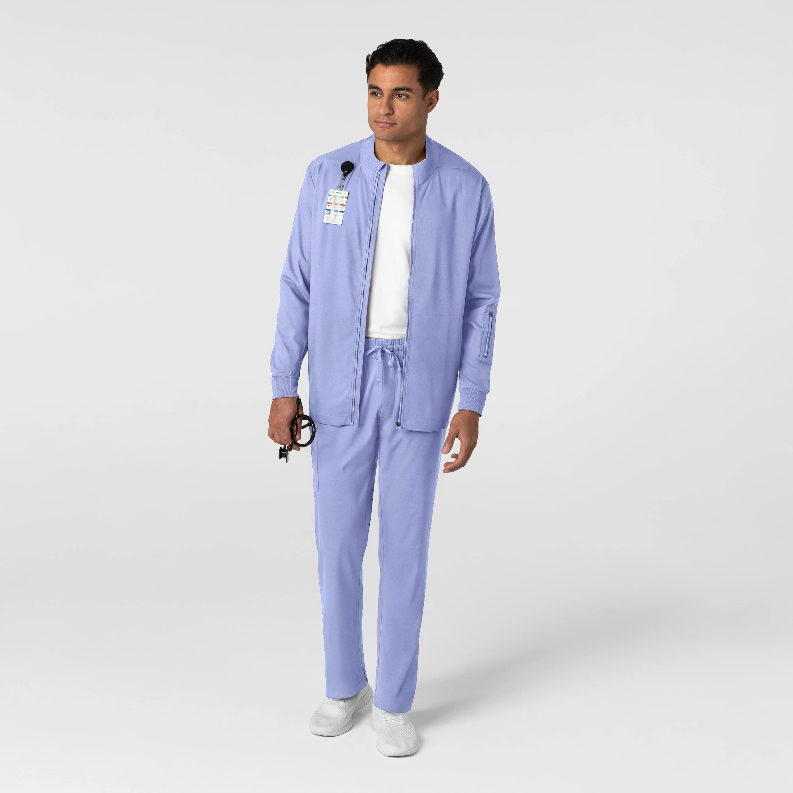 Boundless Men's Warm Up Scrub Jacket - Ceil Blue
