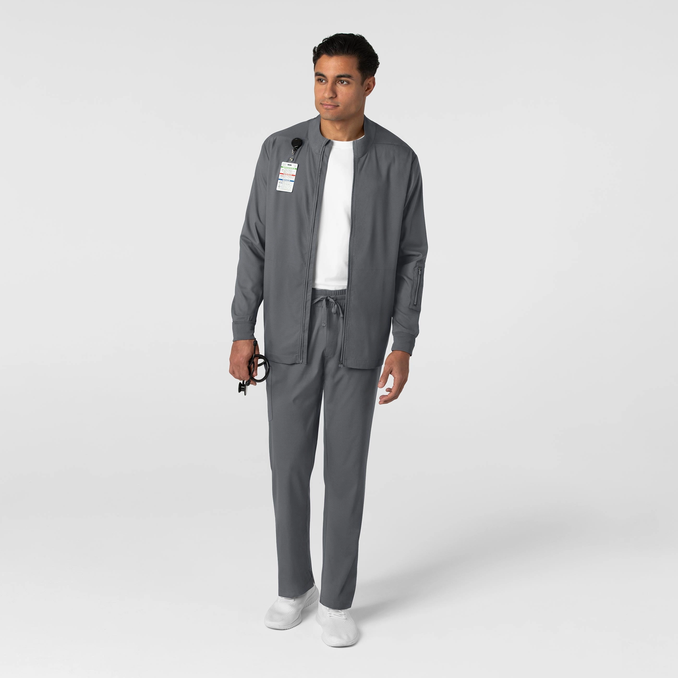 Boundless Men's Warm Up Scrub Jacket - Pewter