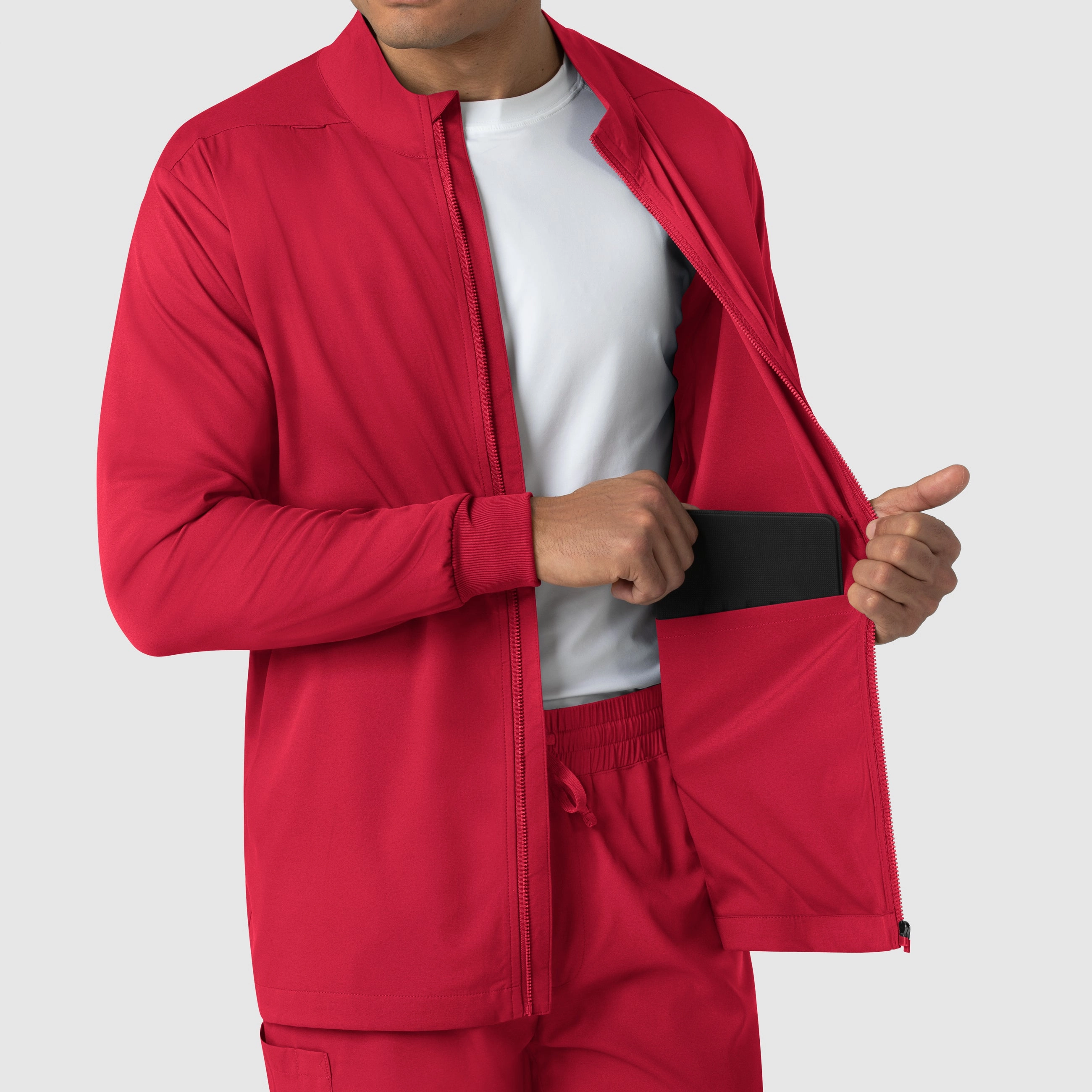 Boundless Men's Warm Up Scrub Jacket - Red