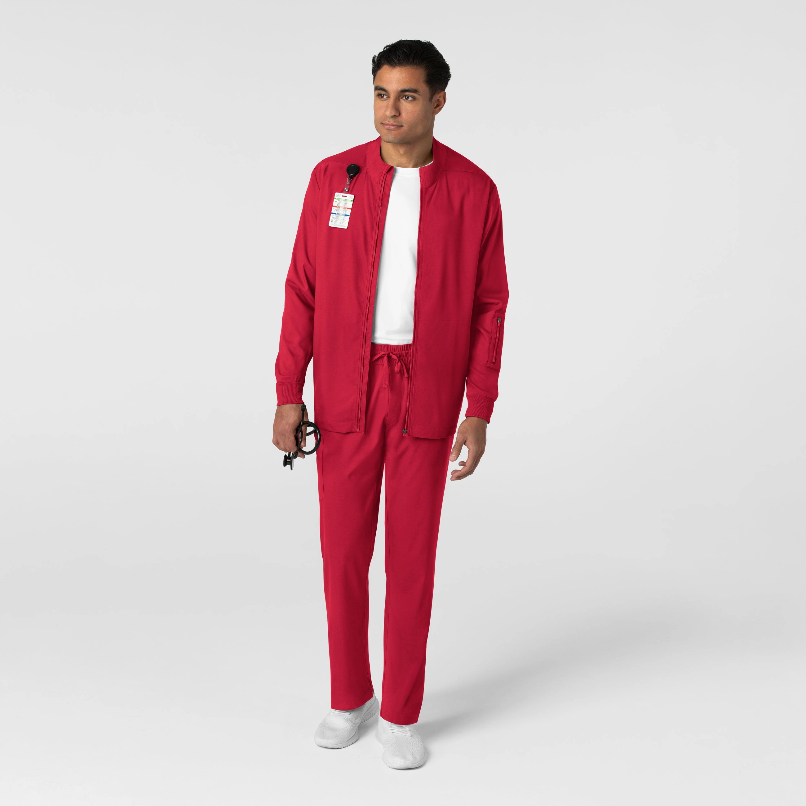 Boundless Men's Warm Up Scrub Jacket - Red