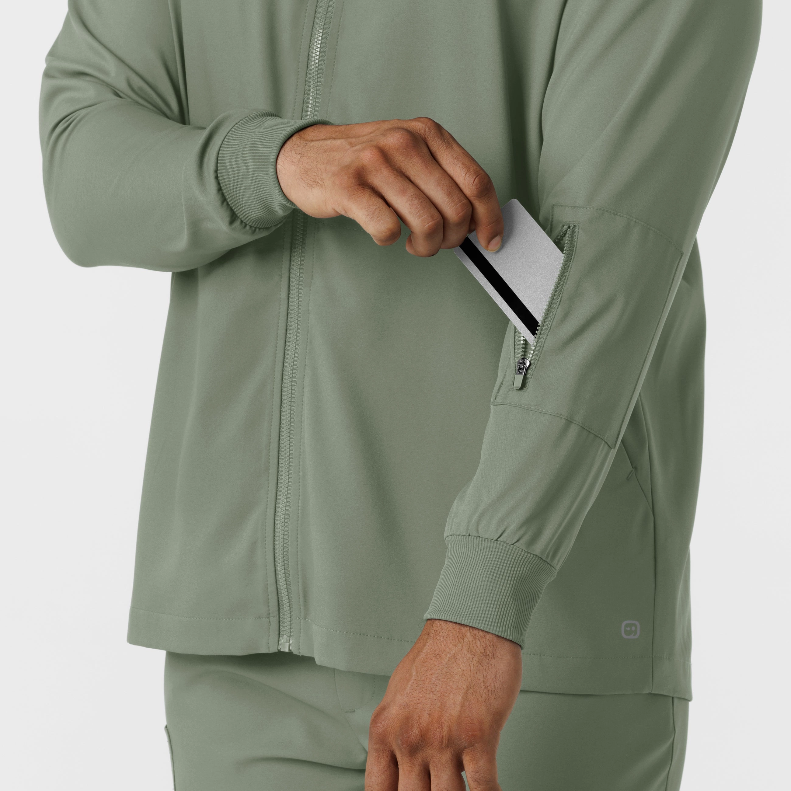 Boundless Men's Warm Up Scrub Jacket - Sage
