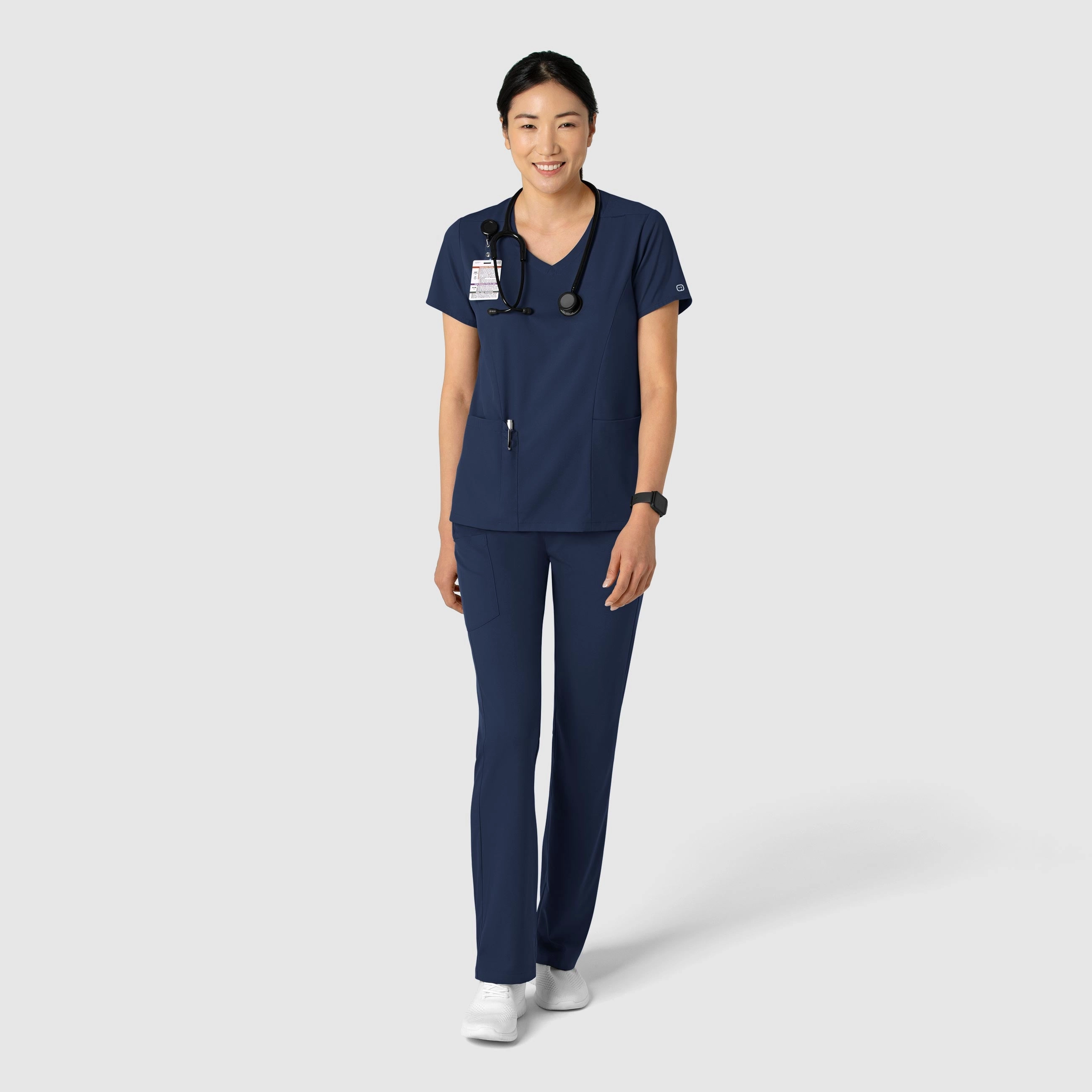 Boundless Women's 2-Pocket V-Neck Scrub Top - Navy