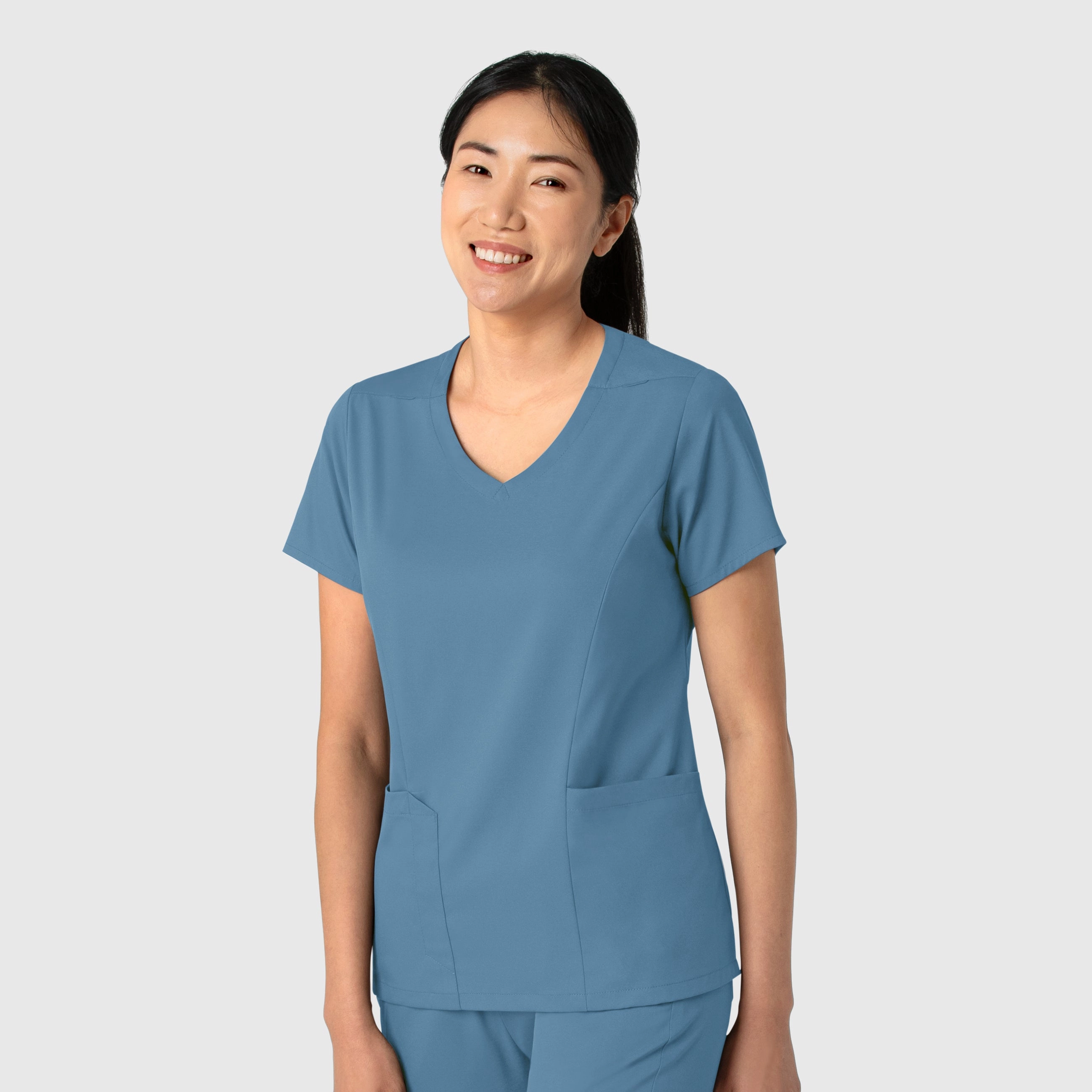Boundless Women's 2-Pocket V-Neck Scrub Top - Pacific Blue