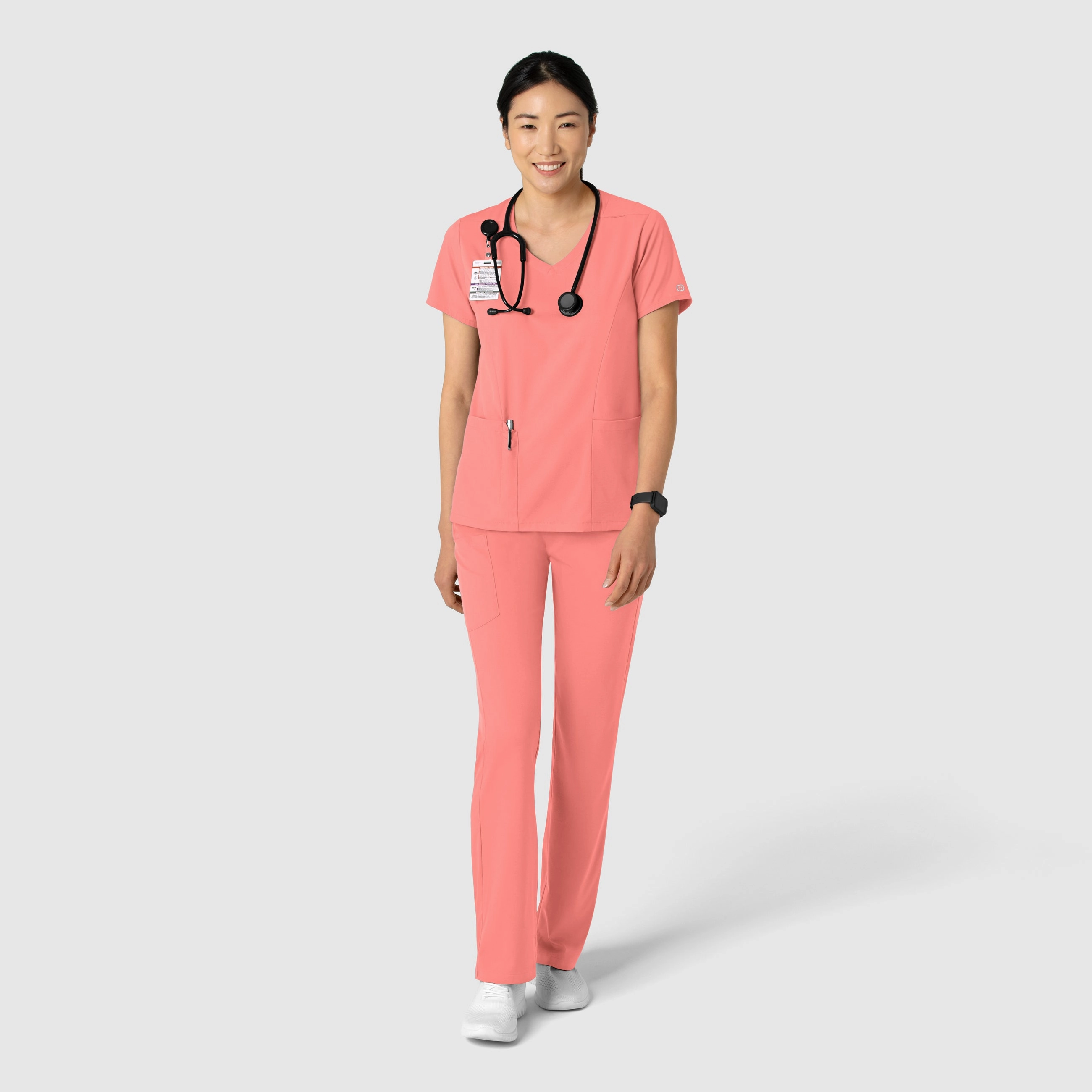 Boundless Women's 2-Pocket V-Neck Scrub Top - Paradise Pink