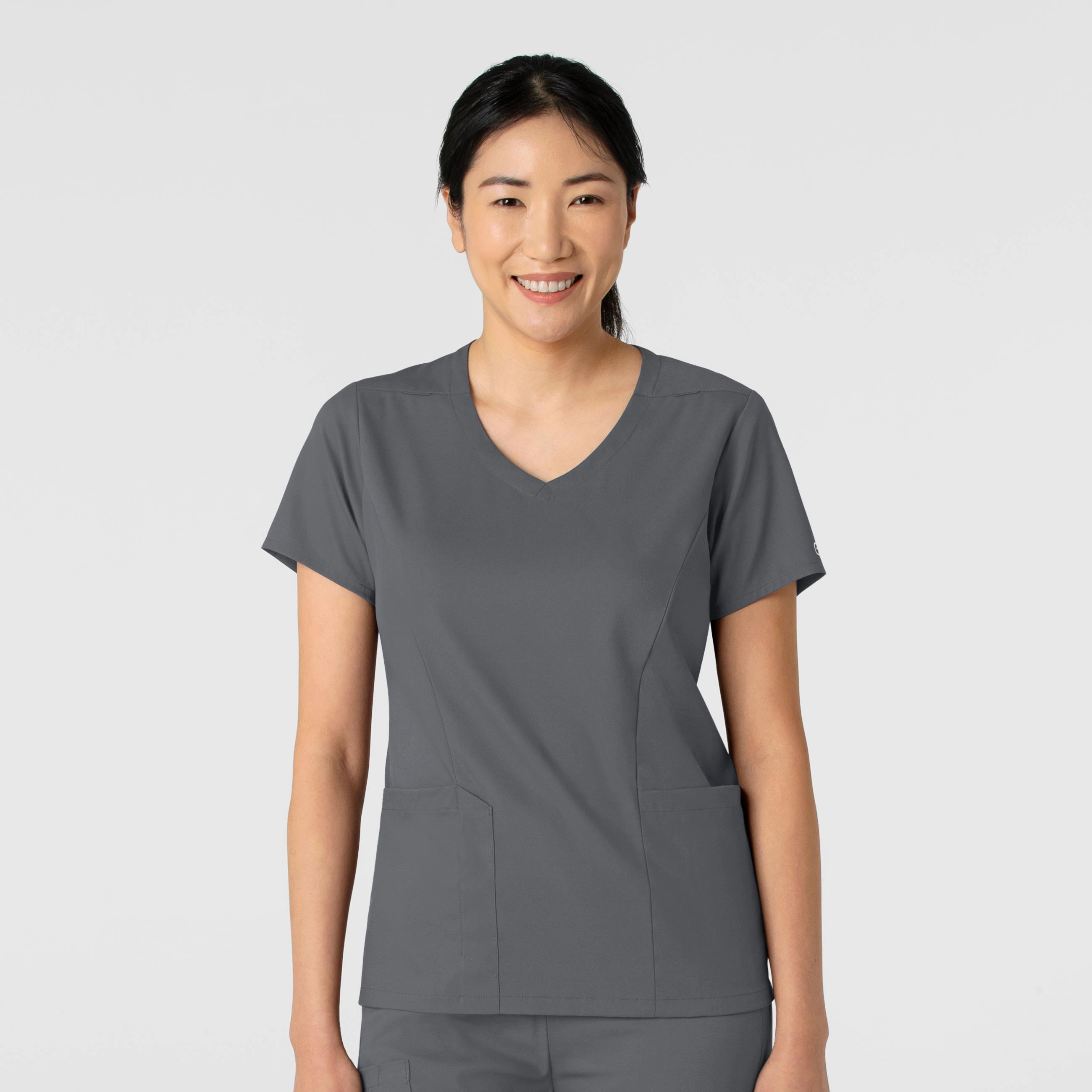 Boundless Women's 2-Pocket V-Neck Scrub Top - Pewter