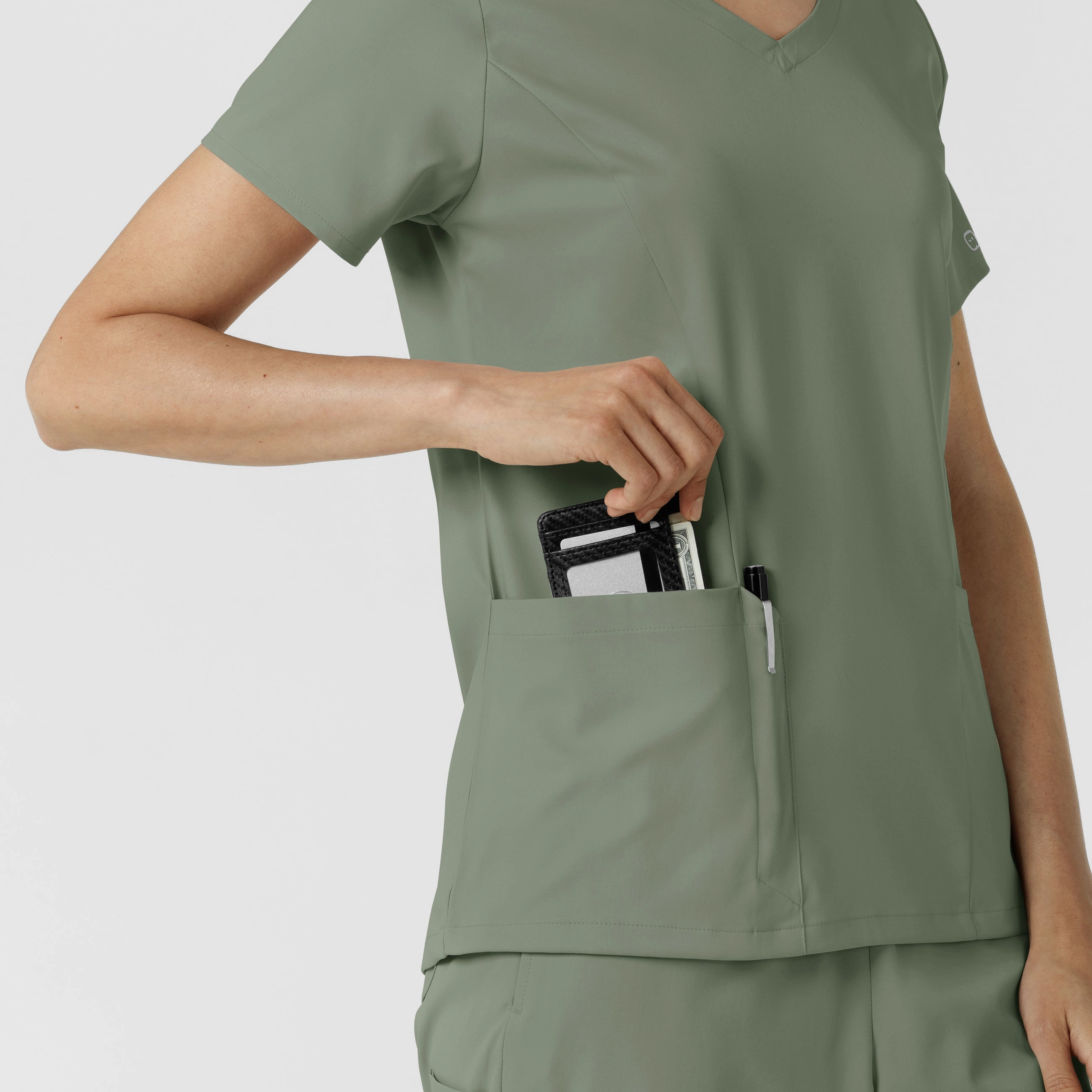 Boundless Women's 2-Pocket V-Neck Scrub Top - Sage
