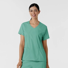 Boundless Women's 2-Pocket V-Neck Scrub Top - Turquoise
