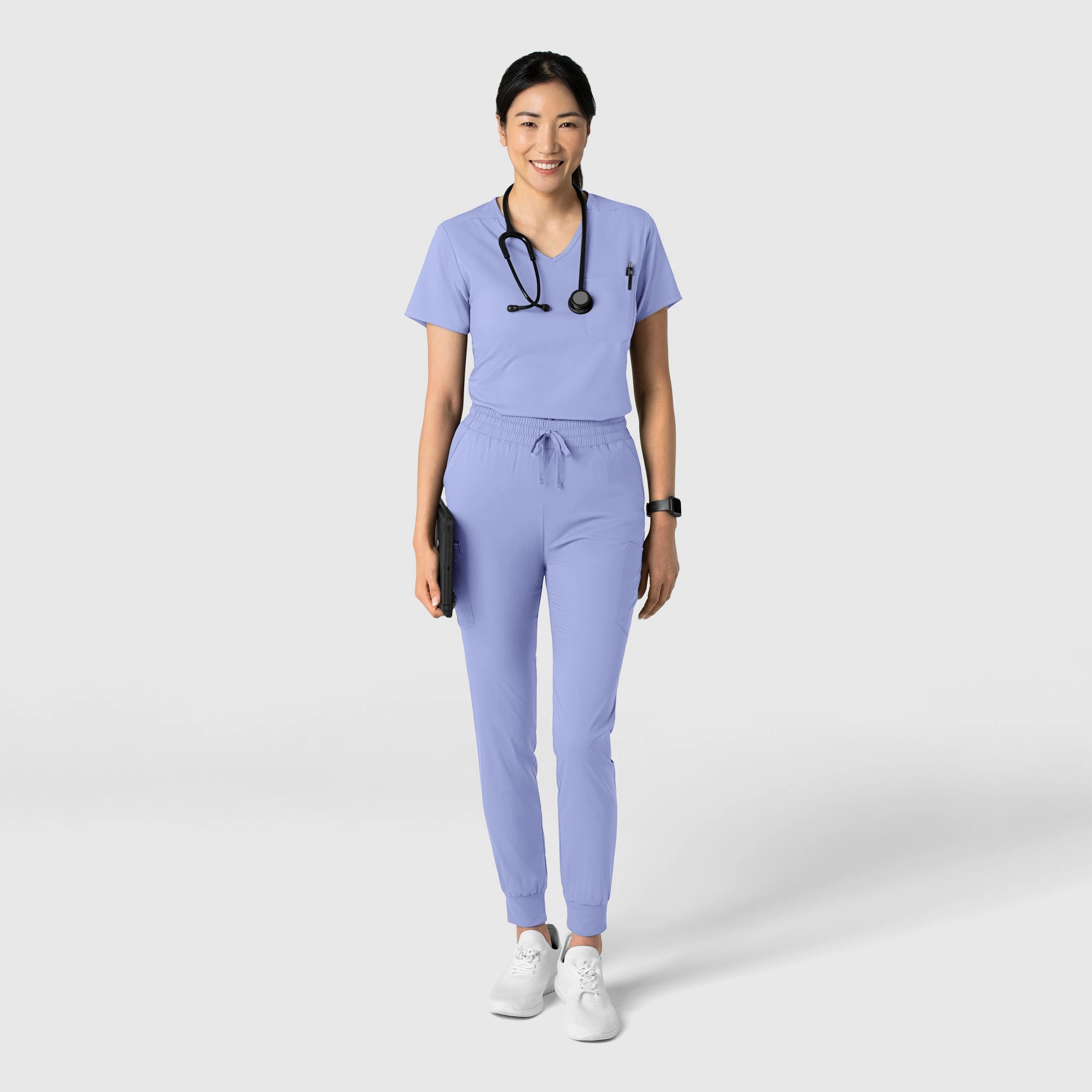 Boundless Women's Tuck-In Scrub Top - Ceil Blue