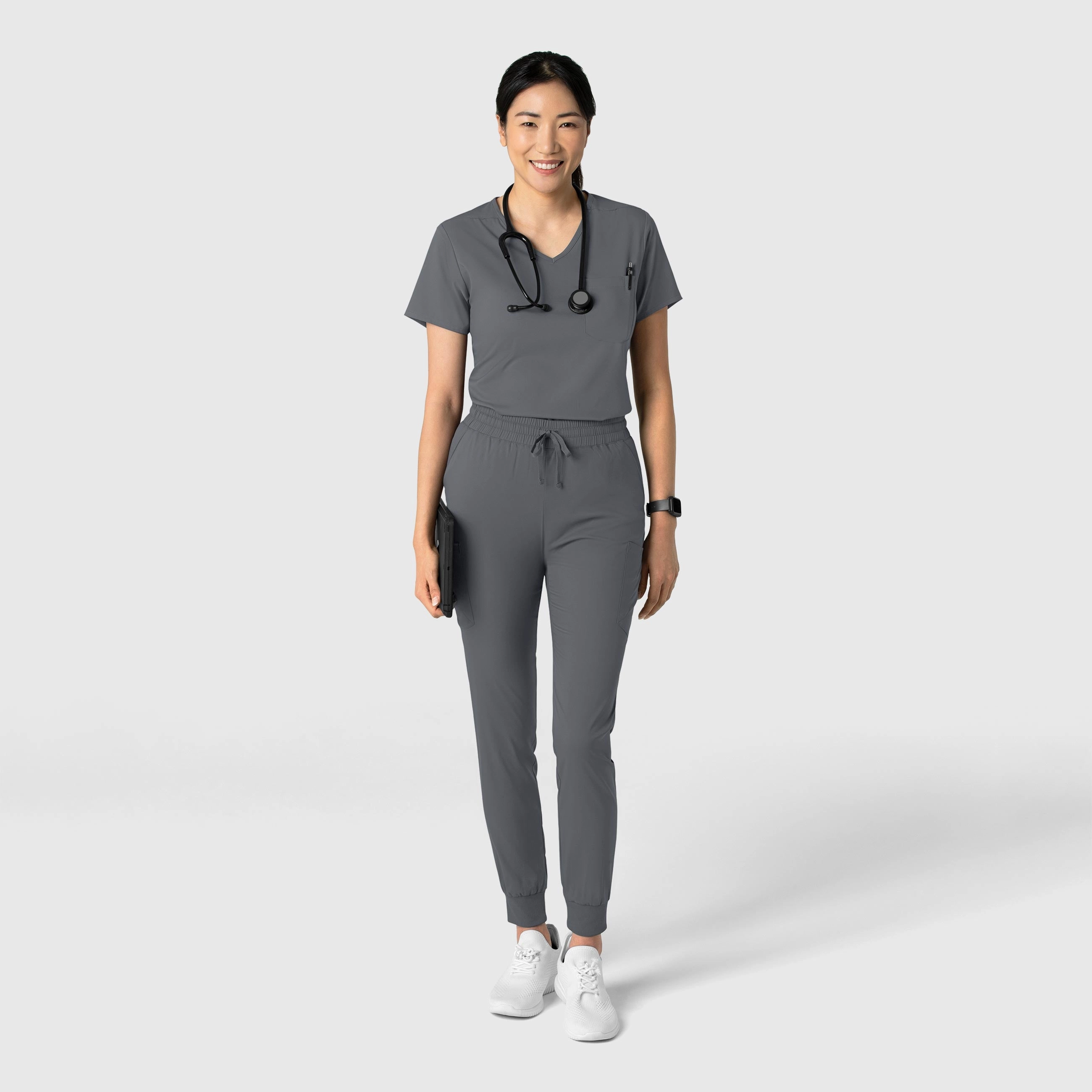 Boundless Women's Tuck-In Scrub Top - Pewter