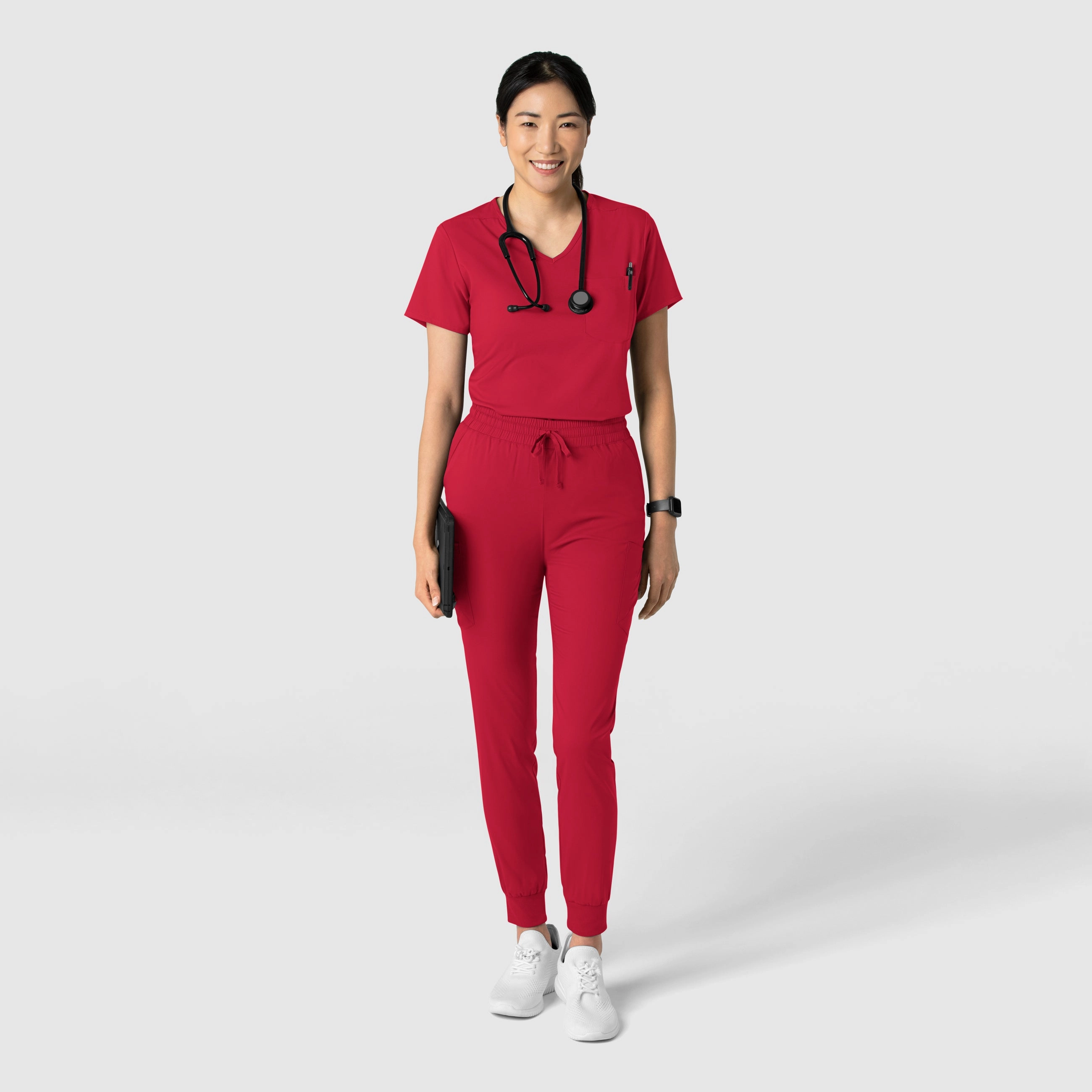 Boundless Women's Tuck-In Scrub Top - Red
