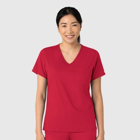 Boundless Women's Tuck-In Scrub Top - Red