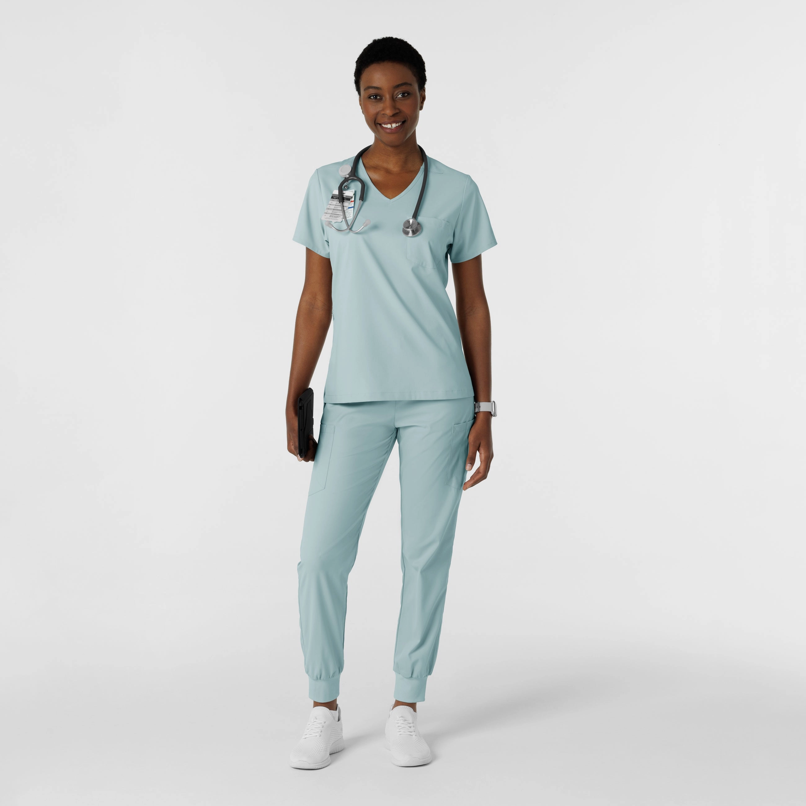 Boundless Women's Tuck-In Scrub Top - Sky Blue