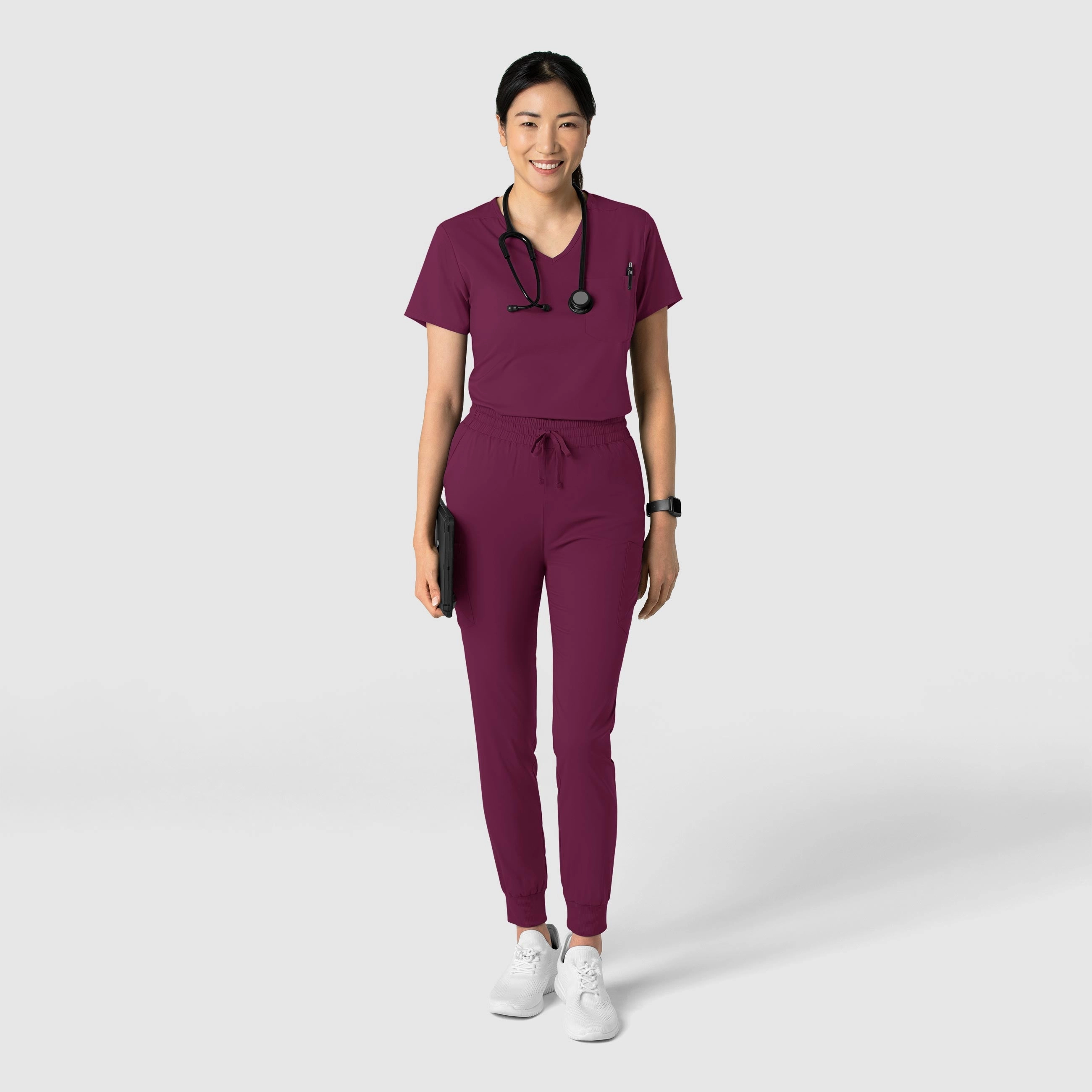 Boundless Women's Tuck-In Scrub Top - Wine