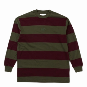 Boxy Tee Long Sleeve Burgundy Stripe