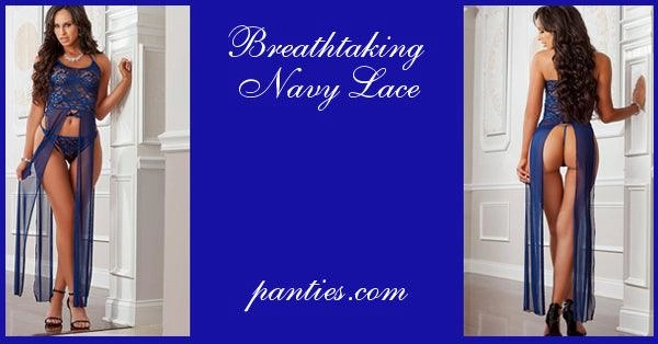 Breathtaking Navy Lace Gown