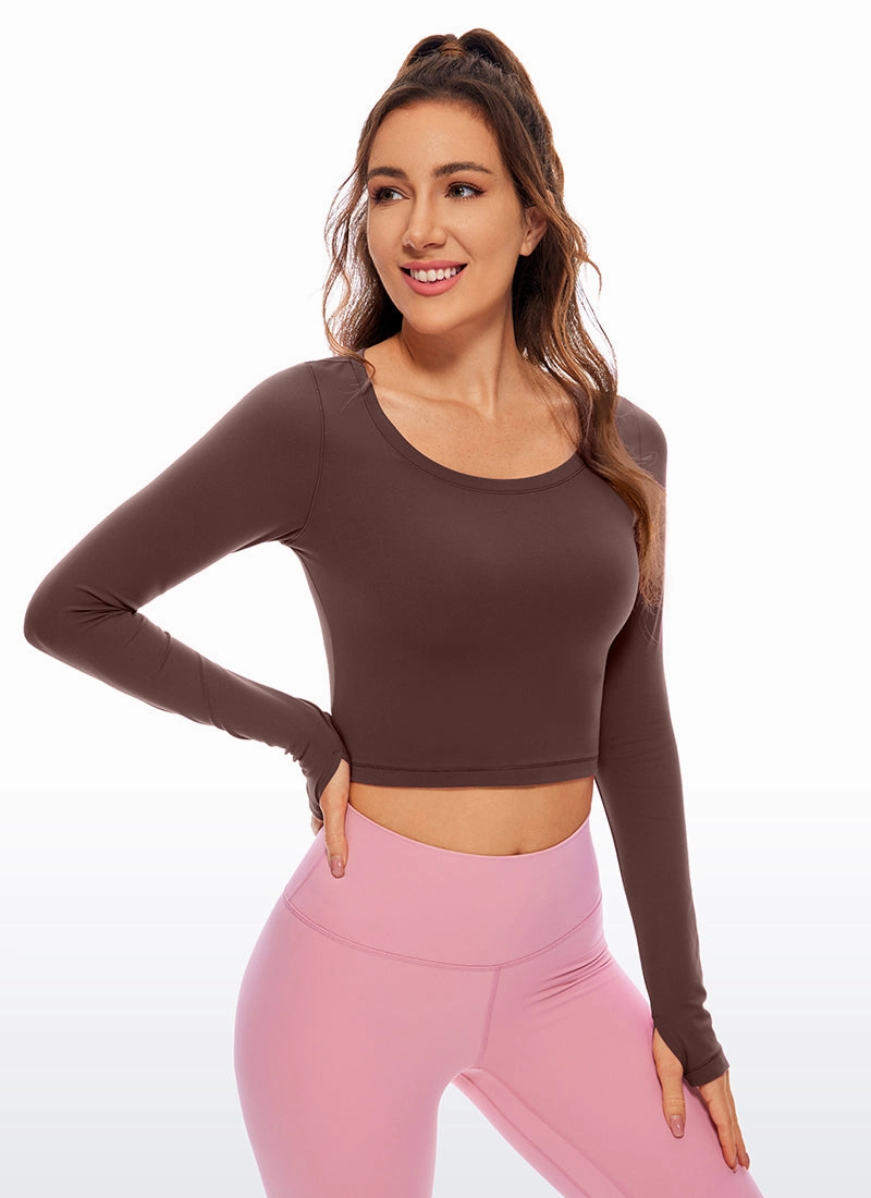 Butterluxe Cropped Long Sleeve Scoop Neck