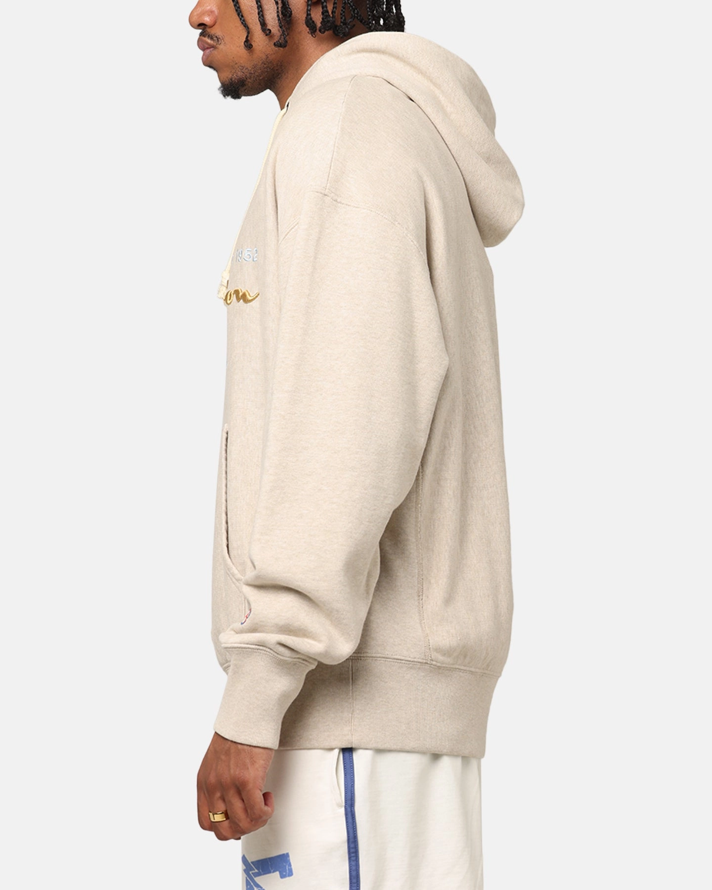 Champion Vintage Logo Sweatshirt Hoodie Oatmeal Heather