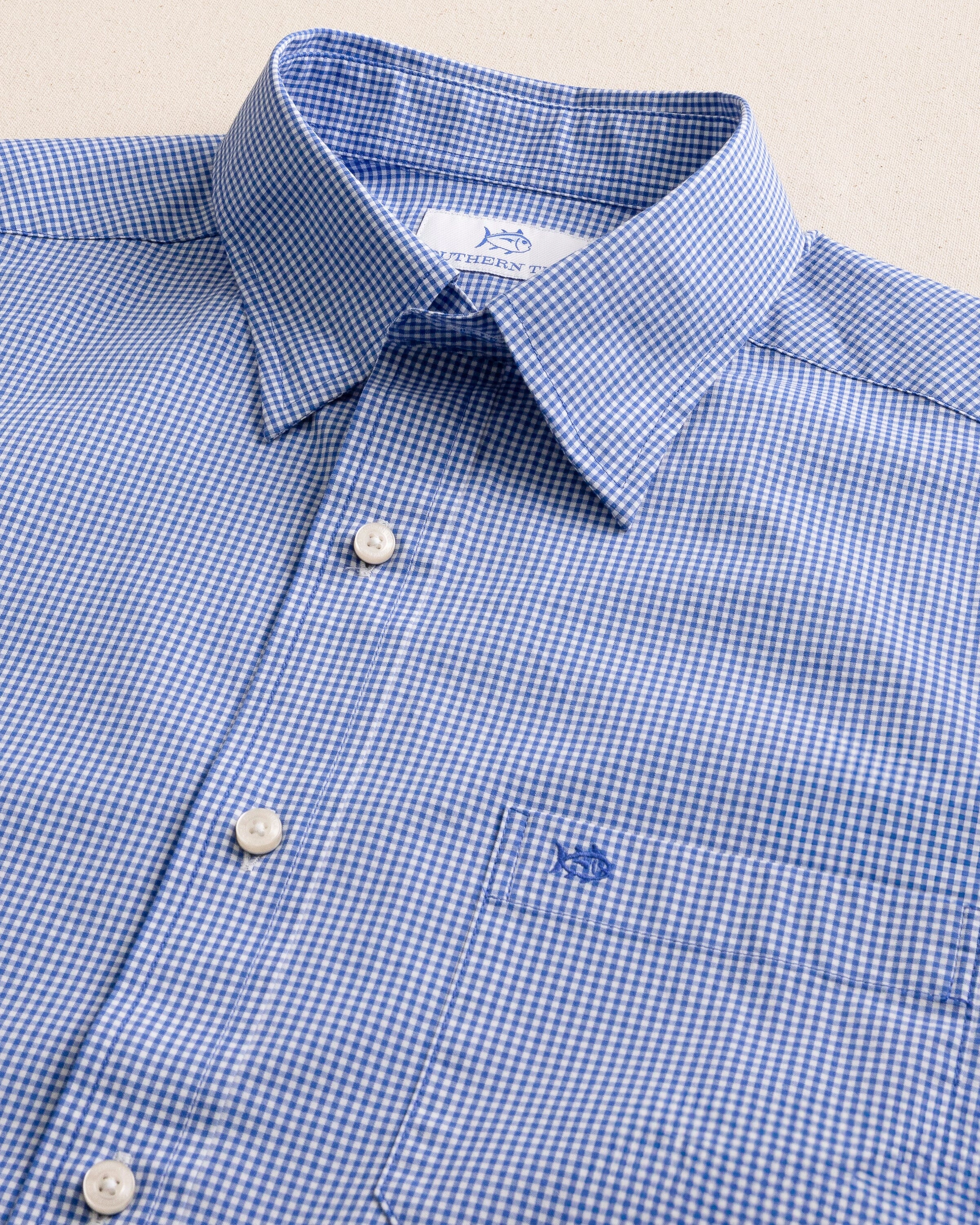 Charleston Parkwood Micro-Gingham Long Sleeve Sport Shirt
