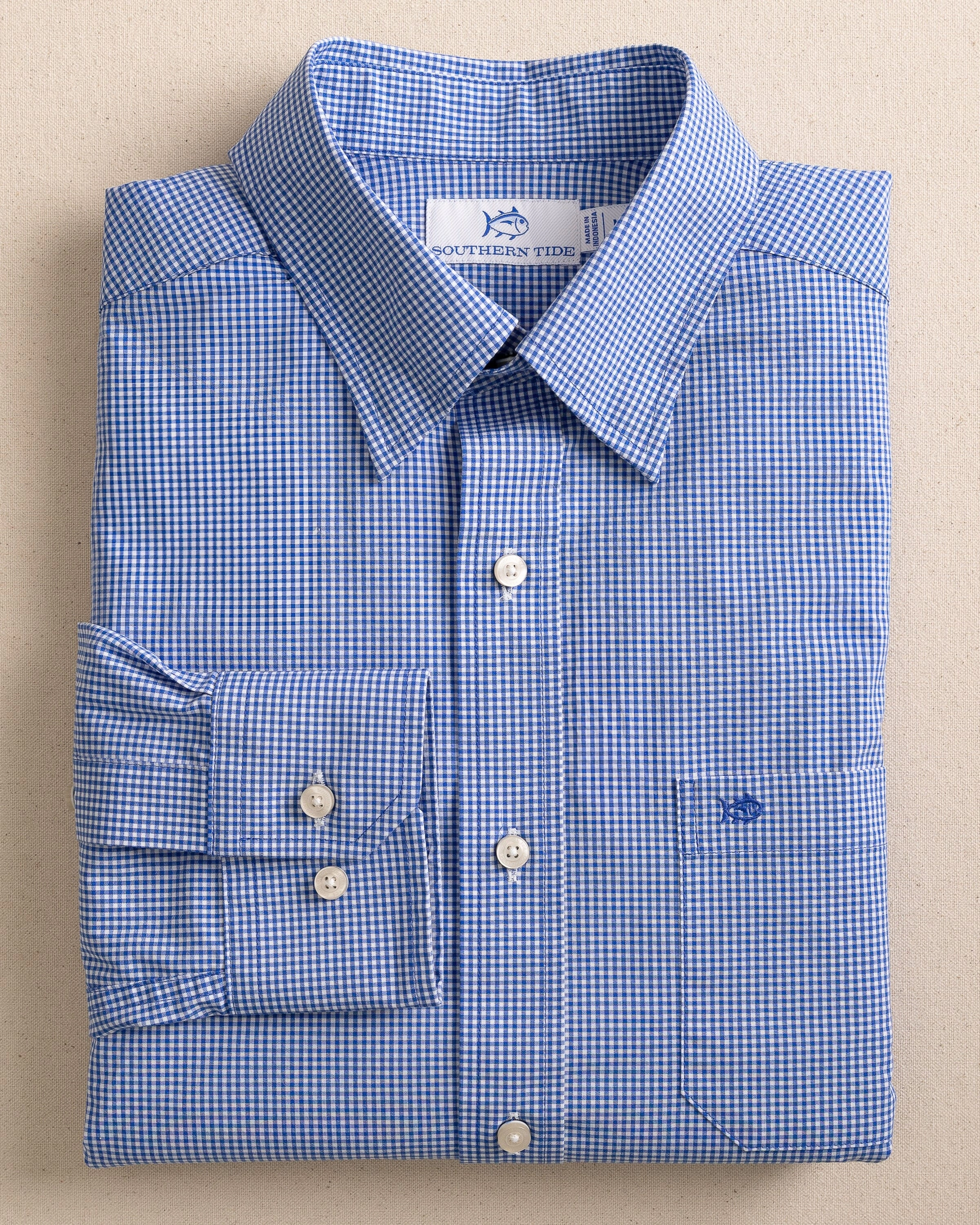 Charleston Parkwood Micro-Gingham Long Sleeve Sport Shirt