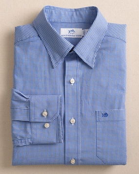 Charleston Parkwood Micro-Gingham Long Sleeve Sport Shirt