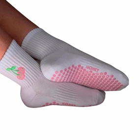 Cherries Crew Grip Socks (Barre / Pilates)