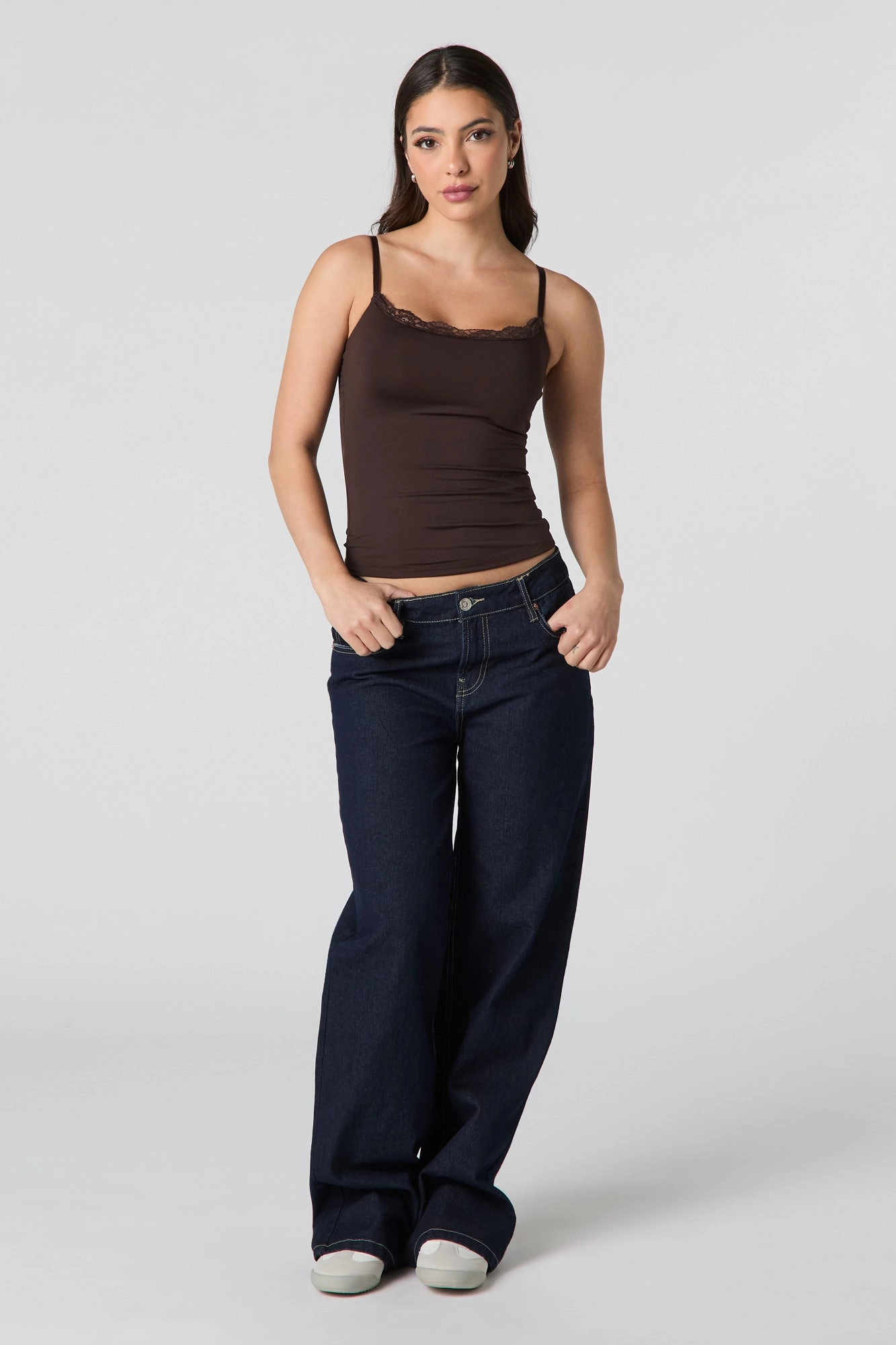 Contour Lace Trim Cami with Built-In Cups