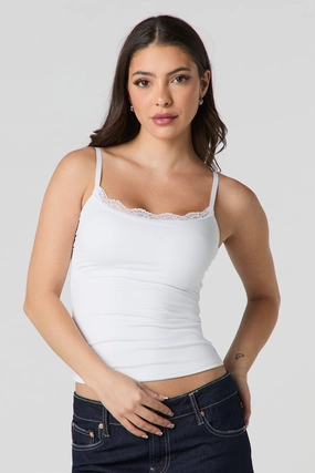 Contour Lace Trim Cami with Built-In Cups