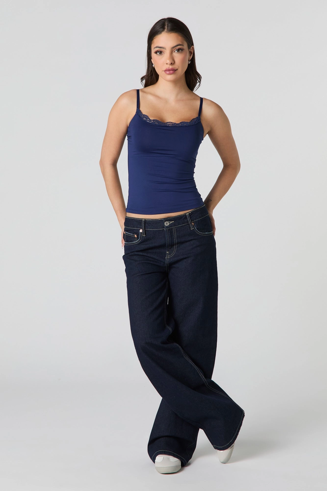 Contour Lace Trim Cami with Built-In Cups