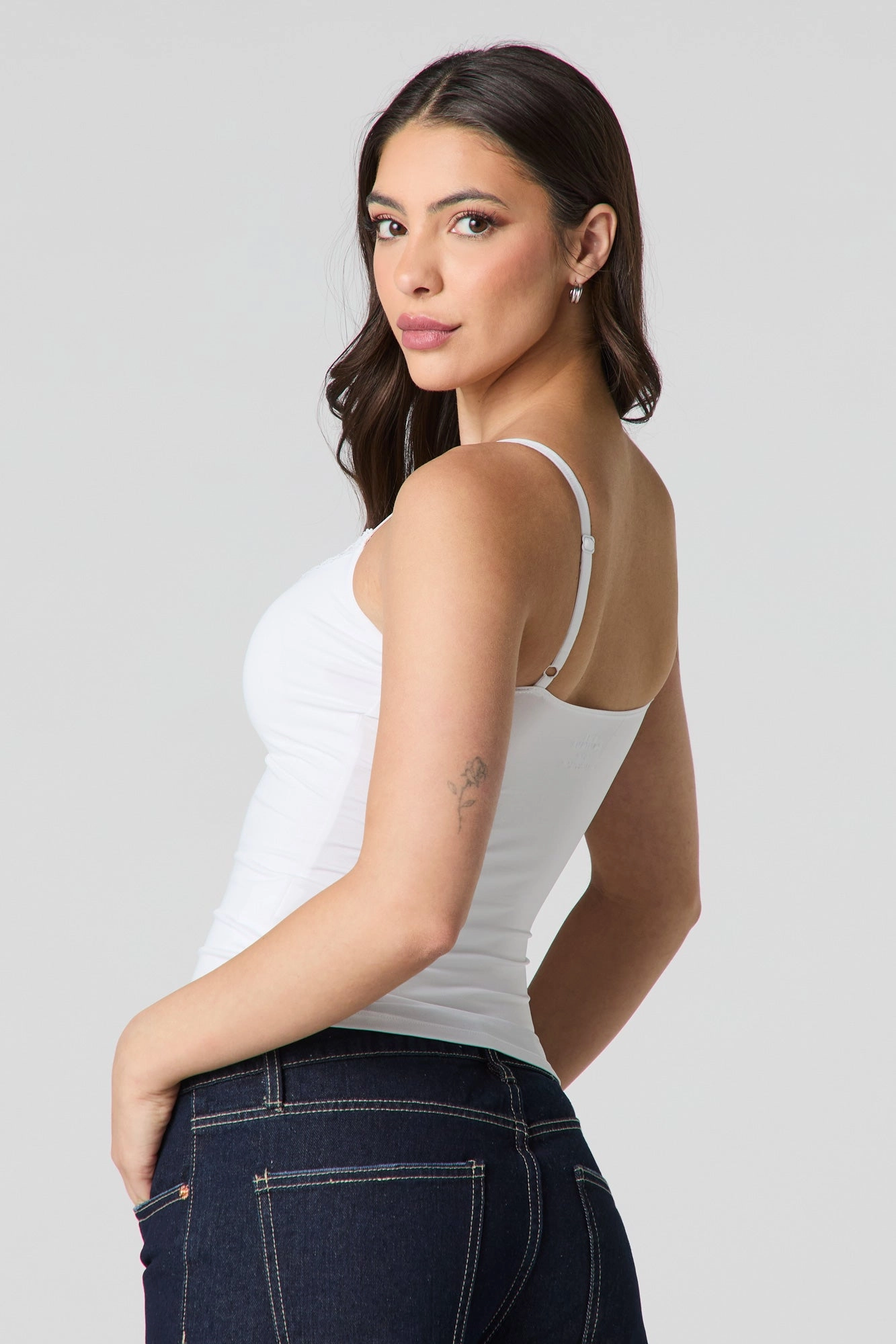 Contour Lace Trim Cami with Built-In Cups